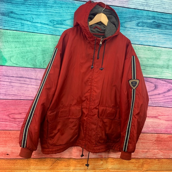 ABERCROMBIE & FITCH men’s red waterproof windproof varsity winter jacket - Picture 13 of 14